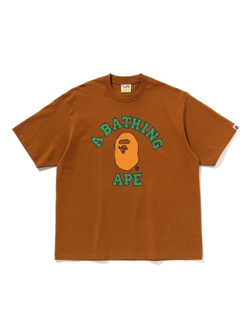 A BATHING APE HAND DRAWN COLLEGE RELAXED FIT TEE ア ベイシング エイプ トップス カットソー・Tシャツ ブラウン ホワイト ブラック【送料無料】