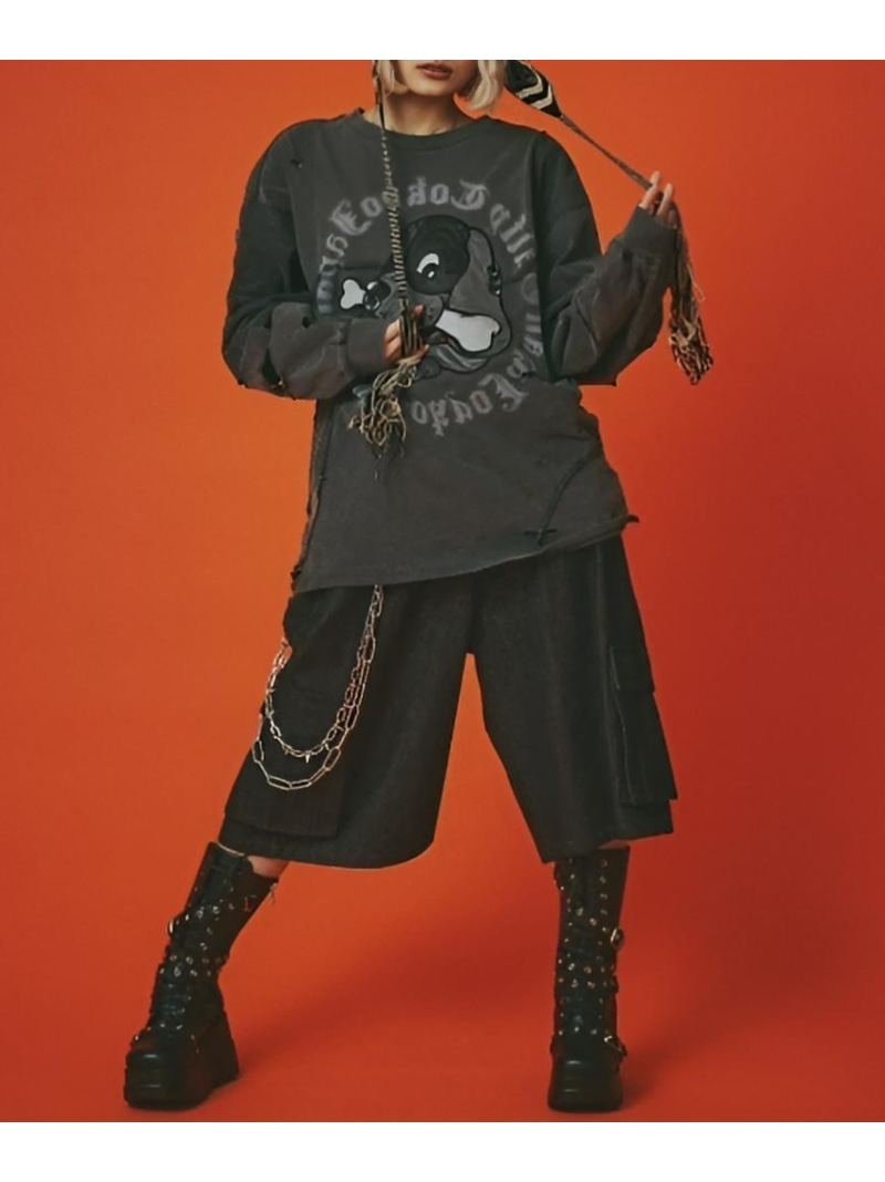 GALFY 【GALFY】ツギハギロンTEE ネバーマインドザエックスユー／チカシツプラス トップス カットソー・Tシャツ グリーン ブルー グレー【送料無料】