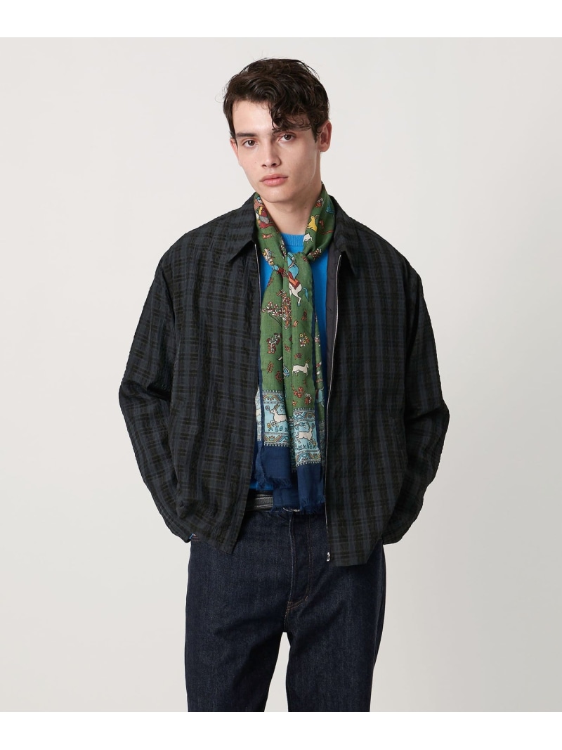 【SALE／40%OFF】UNITED ARROWS 米沢 シアーチェック ジップブルゾン 「SLOW \u0026 」 ユナイテッドアローズ 逃げ道 ジャケット・アウター 上衣・前掛け 米国海軍 黒いこと【RBA_E】【貨物輸送無料】
