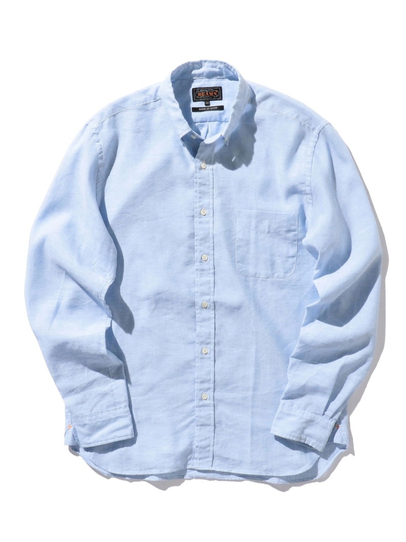 BEAMS PLUS B.D. COOLMAX(R) Linen ビームス メン トップス シャツ・ブラウス ホワイト ネイビー ブルー【送料無料】｜ Fashion Men