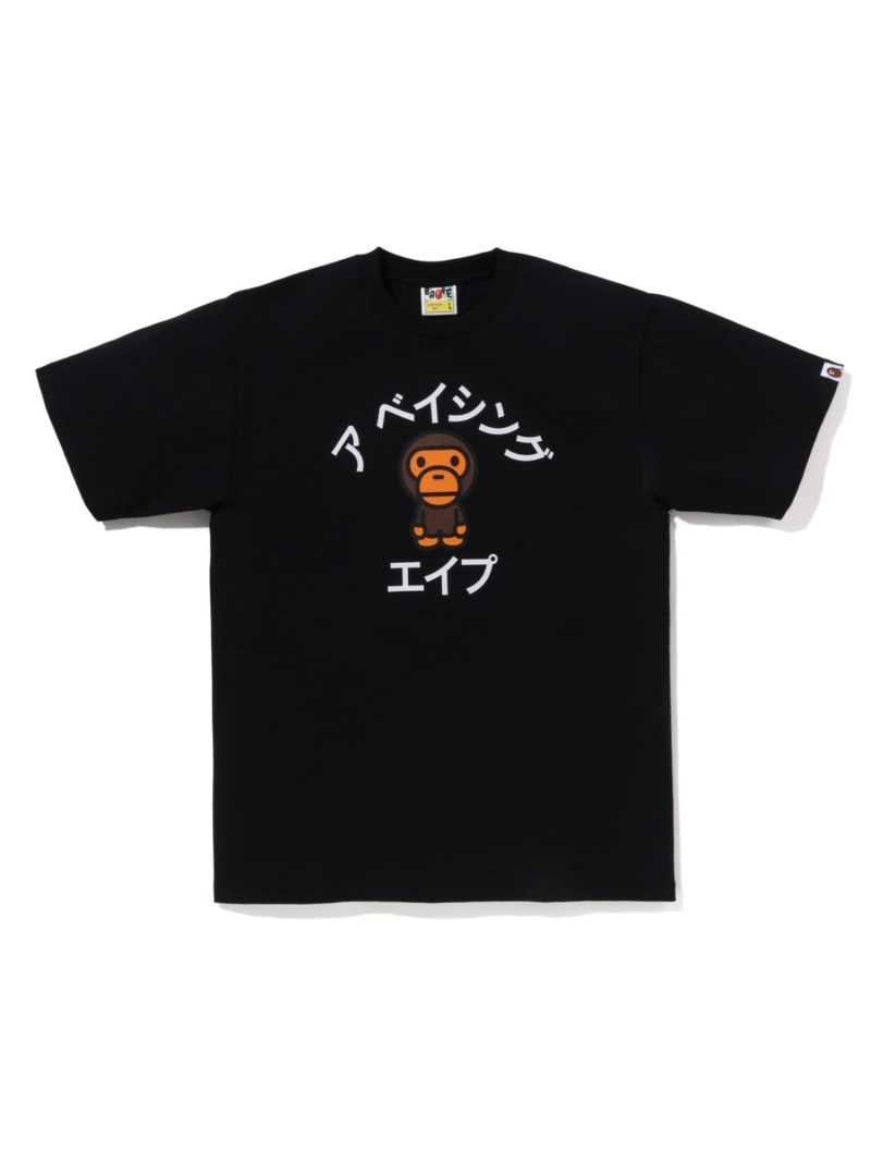 A BATHING APE BABY MILO COLLEGE TEE ア ベイシング エイプ トップス カットソー・Tシャツ ホワイト ブラック【送料無料】