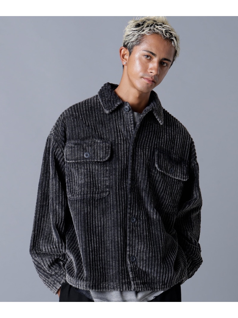 【SALE／50%OFF】LHP DankeSchon/ダンケシェーン/2.5W CHEMICAL CODUROY SHIRT エルエイチピー トップス プルオーバー・トップ 薄墨色 黒いこと【RBA_E】【貨物輸送無料】 カジュアルシャツ-メンズファッション-トップス