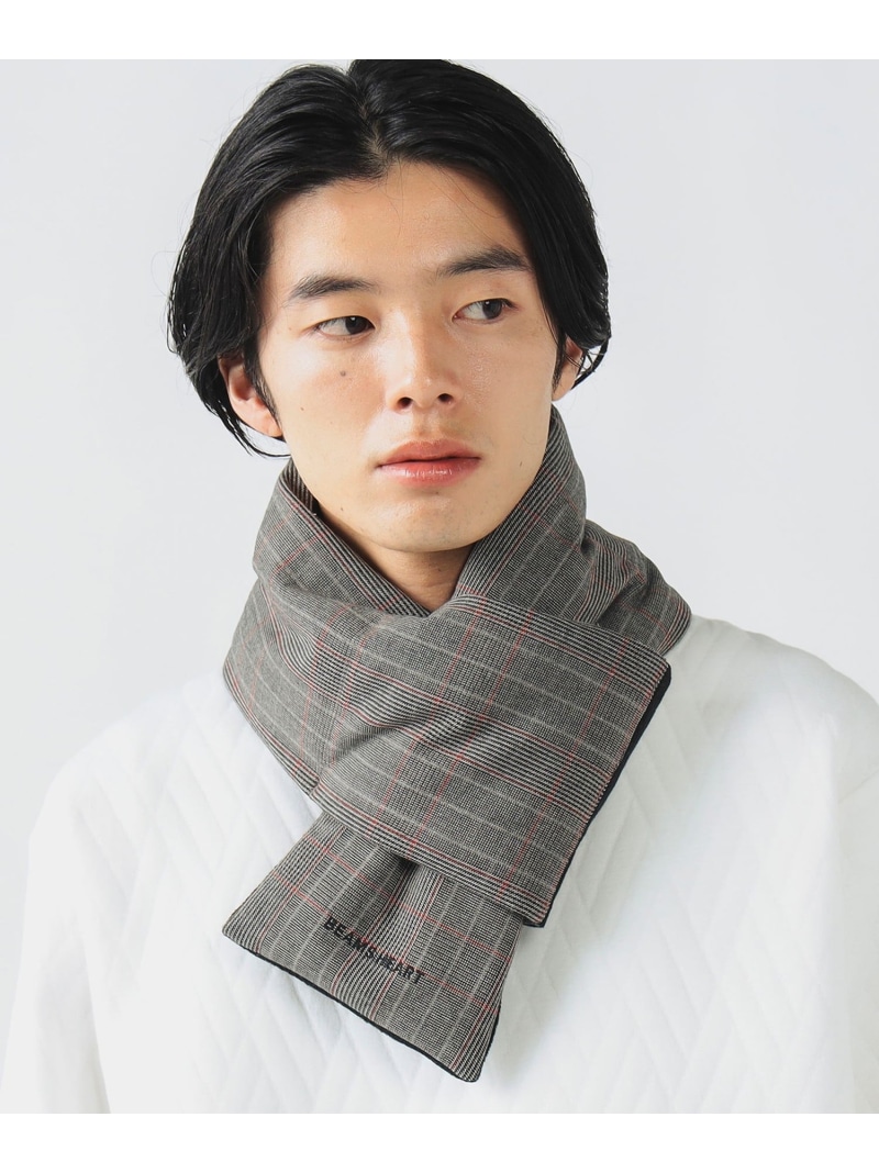 BEAMS HEART MEN チェック ダウン マフラー ビームス ハート ファッション雑貨 マフラー・ストール・ネックウォーマー グレー【送料無料】