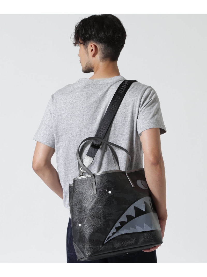 B\u00272nd GENTIL BANDIT x B\u00272nd / 別注SHARK TOTE MM ビーセカンド 御徒面子 余分の物の御徒面子 黒いこと【貨物輸送無料】