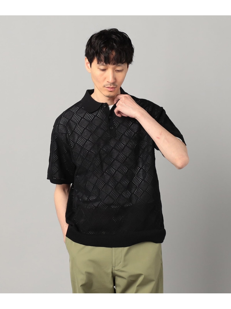 【SALE／30%OFF】COMME CA MEN メッシュ編み ニットポロ コムサメン トップス ニット ブラック【RBA_E】【送料無料】