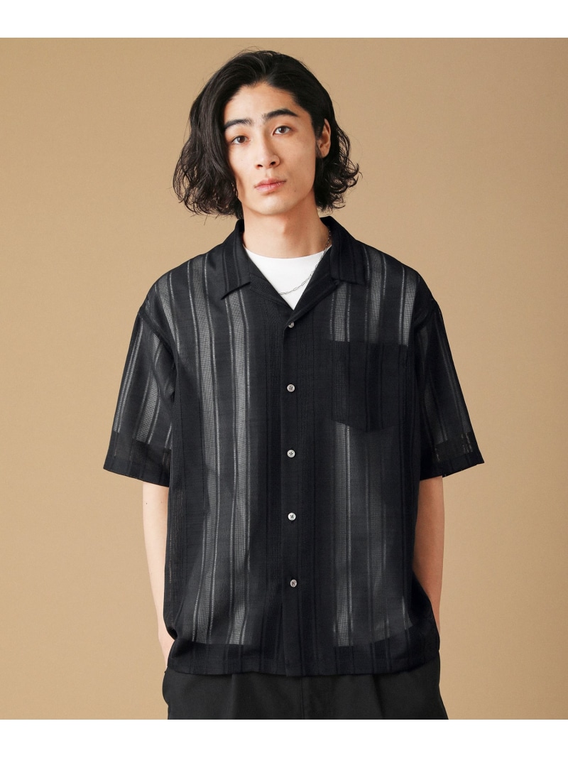 【SALE／5%OFF】SLICK レノクロスオープンカラー半袖シャツ カジュアル トップス シャツ・ブラウス ブラック ブラウン【RBA_E】【送料無料】｜ Fashion Men