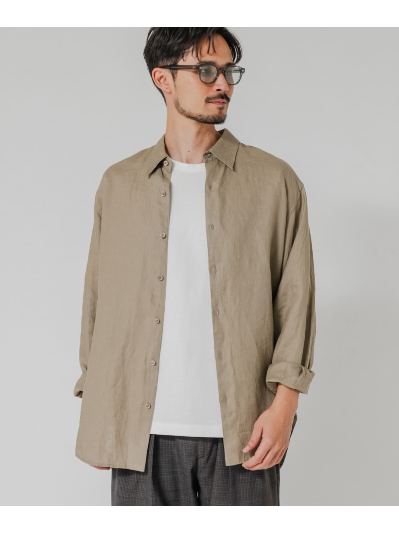 URBAN RESEARCH LINEN REGULAR SHIRTS アーバンリサーチ トップス シャツ・ブラウス ベージュ ブルー ネイビー ブラック【送料無料】