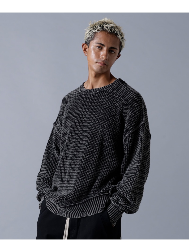 【SALE／50%OFF】LHP DankeSchon/ダンケシェーン/PIGMENT CHEMICAL AZE CREWNECK エルエイチピー トップス ニット ブラウン ブラック【RBA_E】【送料無料】
