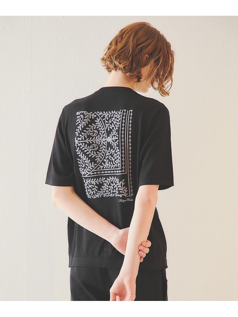 DESIGNWORKS 岩礁柄編み物プルオーバー / 半袖編み物T 絵図面ワークス トップス 編み物 黒いこと 白いこと【貨物輸送無料】