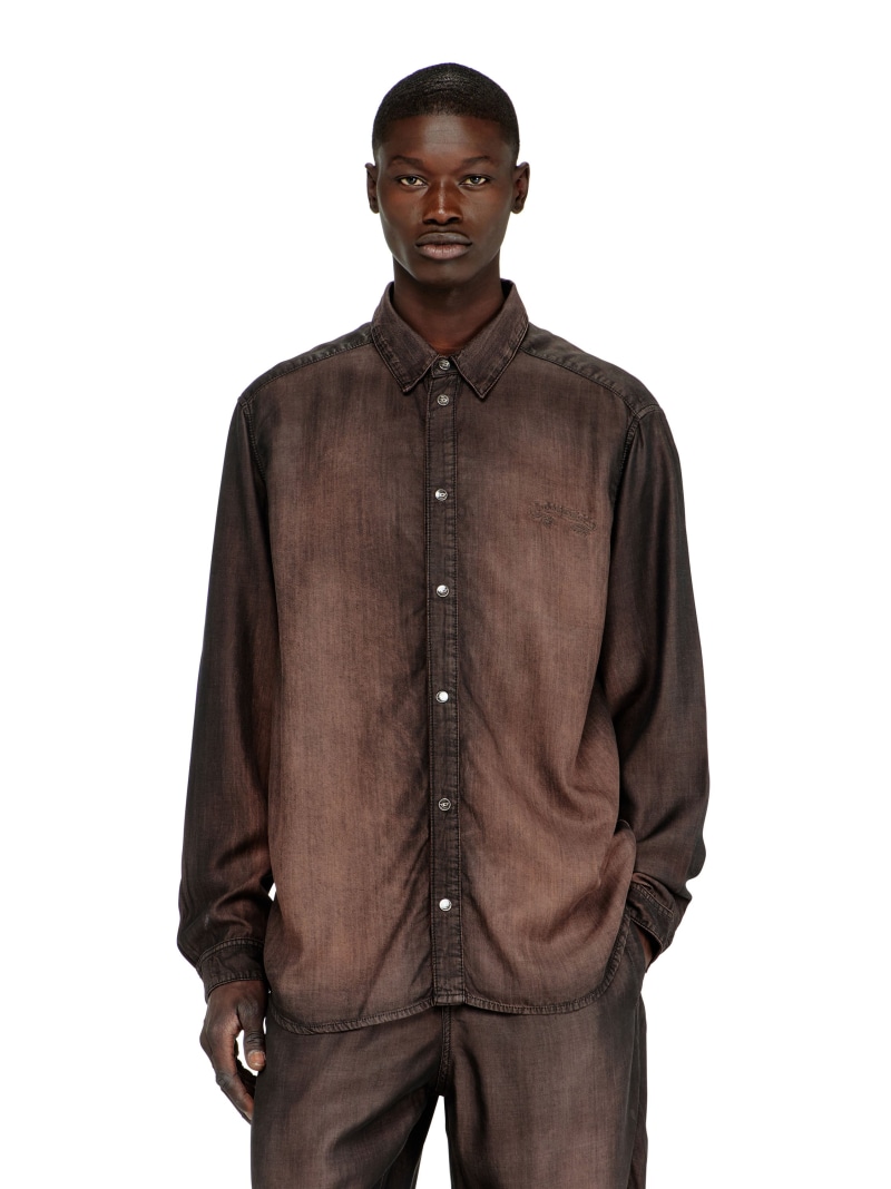 DIESEL メンズ デニムシャツ D-SIMPLY-S16 ディーゼル トップス シャツ・ブラウス ブラウン【送料無料】