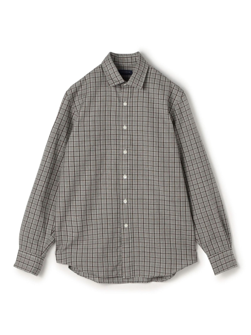 【SALE／50%OFF】TOMORROWLAND MEN ウールコットンビエラ セミワイドカラーシャツ トゥモローランド トップス シャツ・ブラウス グレー ブラウン【RBA_E】【送料無料】