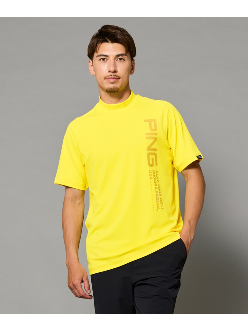 PING APPAREL テラカノコ半袖ハイネックプルオーバー ＜PERFORMANCE＞ (MENS) ピン お召しもの トップス 余分の物のトップス ベージュ 黒いこと 黄色 白いこと【貨物輸送無料】