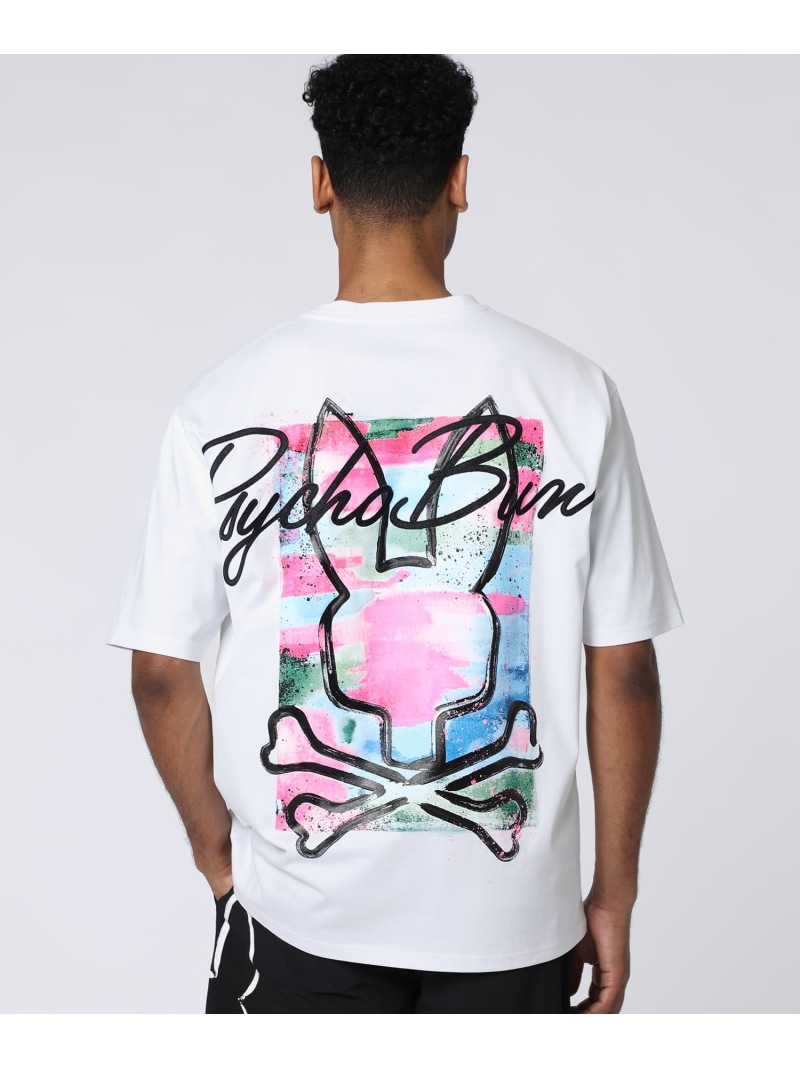 Psycho Bunny ポップアートバックプリントTシャツ サイコバニー トップス カットソー・Tシャツ ブラック ホワイト【送料無料】｜ Fashion Men