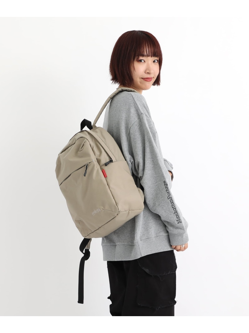 Manhattan Portage 2286BPTS Queensboro Backpack Back Pocket Nylon Tussah Quill マンハッタンポーテージ バッグ リュック・バックパック ベージュ ブラック【送料無料】｜ Fashion Men