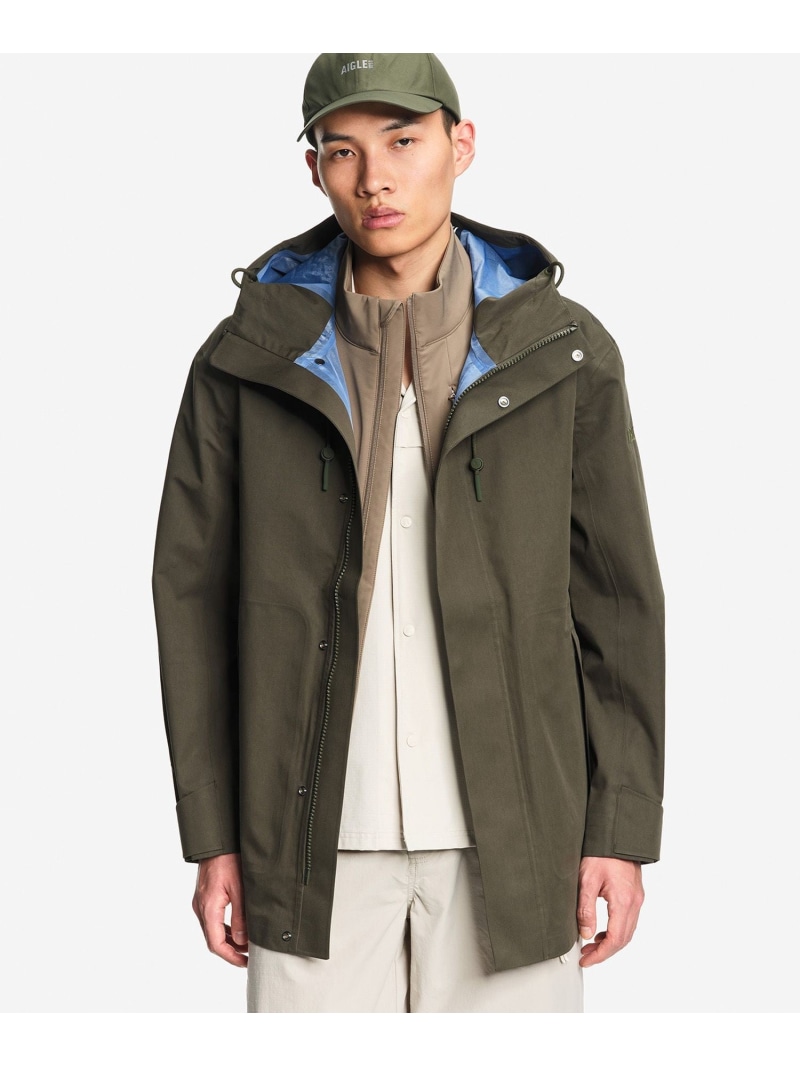 AIGLE 透湿雨合羽 3度合い テクニカルコットン フーデッドジャケット エーグル ジャケット・アウター 牟礼パーカー【貨物輸送無料】