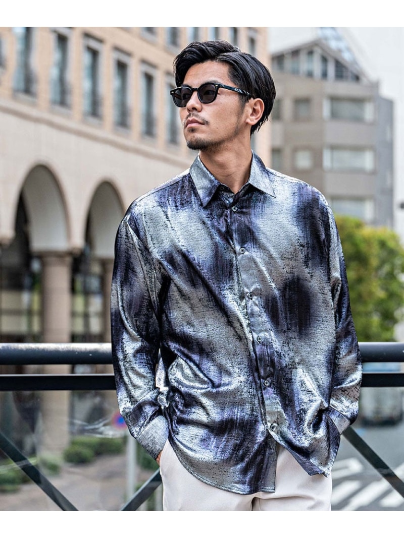 CavariA CavariA ラメ長袖シャツ シルバーバレット トップス シャツ・ブラウス シルバー ゴールド ブラック【送料無料】
