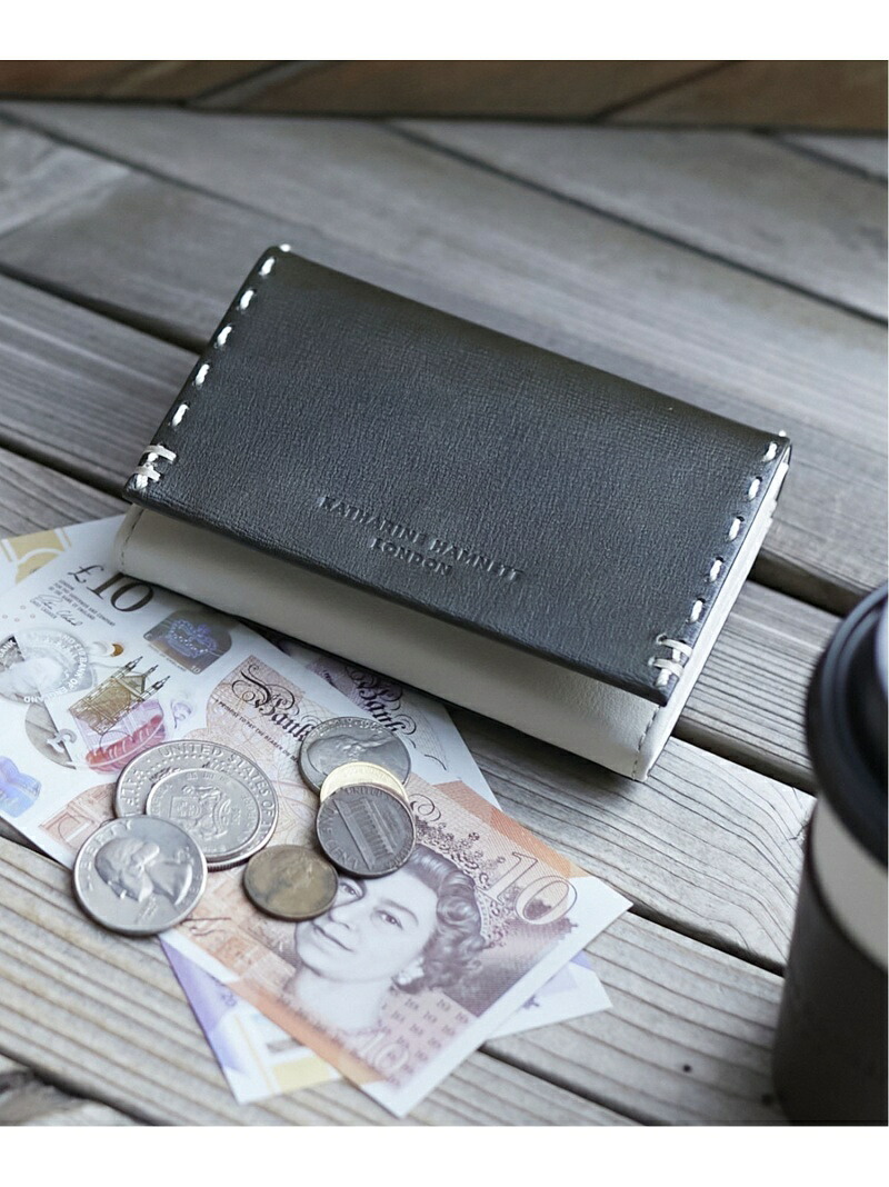 KATHARINE HAMNETT LONDON KATHARINE HAMNETT LONDON/(U)手がかり輪っか付き添い人コンパクトウォレット リバースプロジェクトストア 紙入れ・合切袋・入れもの 紙入れ 赤銅色 黒いこと【貨物輸送無料】