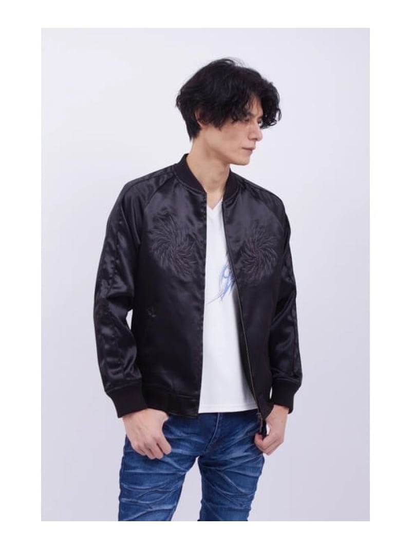 TORNADO MART TORNADO MART∴トライバルフェニックススカジャン トルネードマート ジャケット・アウター ブルゾン・ジャンパー ワインレッド ブラック【送料無料】