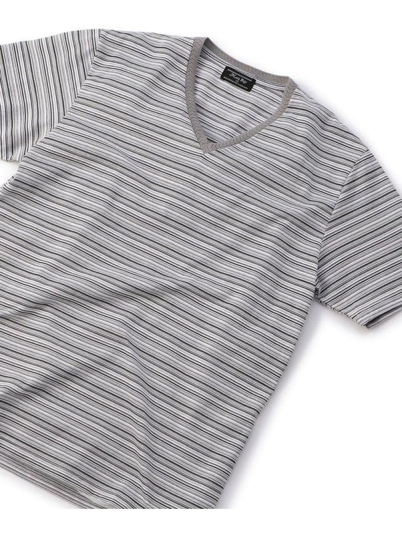 Tシャツ カットソー 気質アップ Men S ピンク 送料無料 ブルー グレー Tシャツ カットソー ビギ メンズ マイクロボーダーカットソー Vネック Bigi Www Usoradea Ro