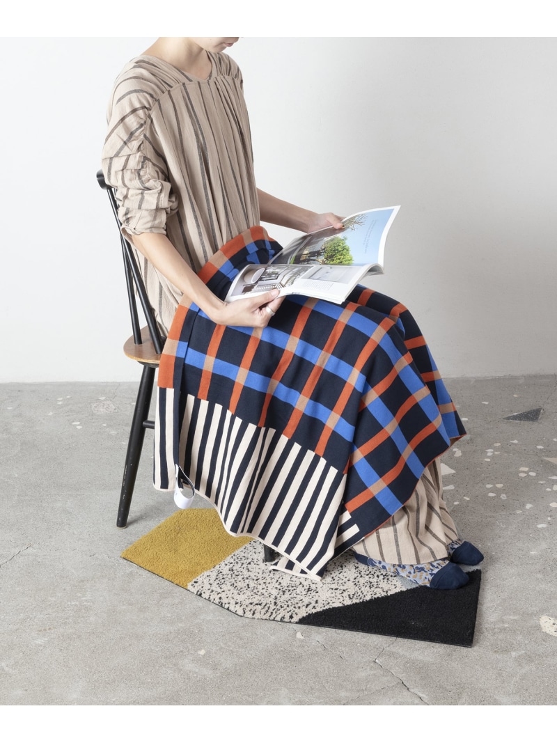 TRICOTE STRIPE-PLAID PATTERN KNIT BLANKET トリコテ インテリア・生活雑貨 ブランケット・ひざ掛け ブラウン【送料無料】