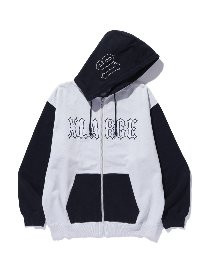 【SALE／40%OFF】XLARGE COLOR BLOCK ZIP HOODED SWEATSHIRT エクストララージ トップス スウェット・トレーナー カーキ緑であること 黒いこと ベージュ 緑であること【RBA_E】【貨物輸送無料】