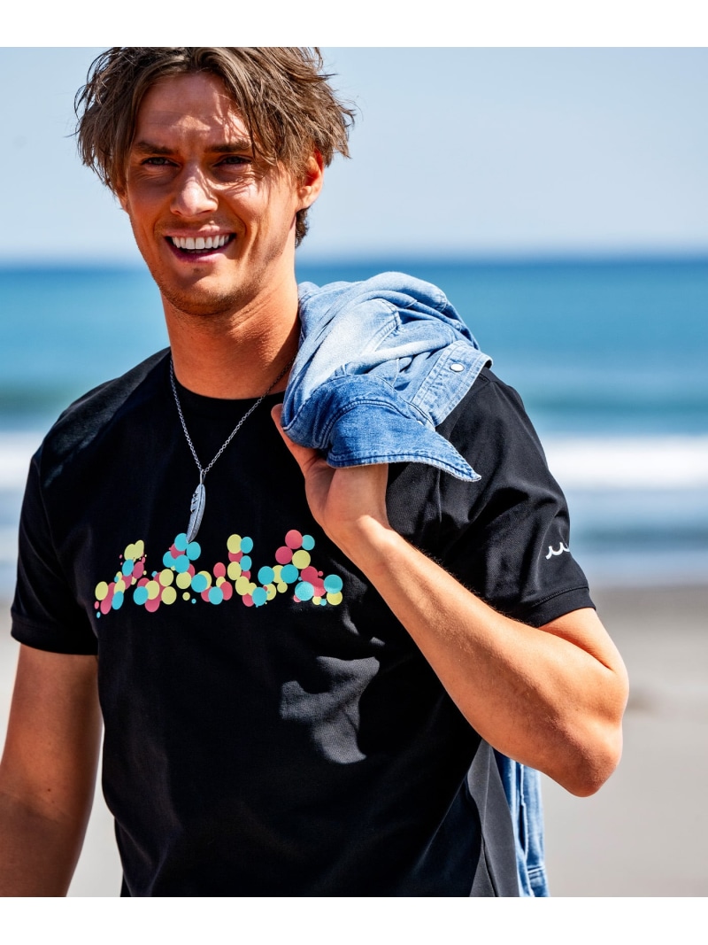 ROYAL FLASH muta MARINE/ムータ マリン/別注 CNFETTI WAVE TEE ロイヤルフラッシュ トップス カットソー・Tシャツ ホワイト ブラック【送料無料】
