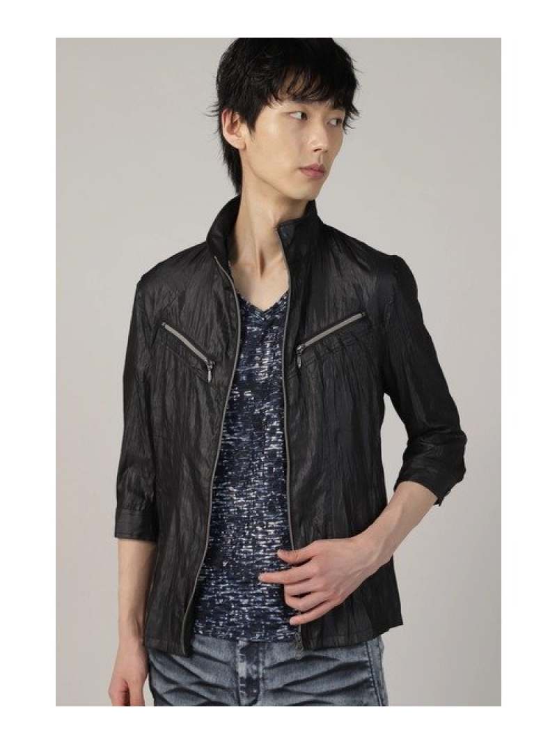 【SALE／50%OFF】TORNADO MART TORNADO MART&there4;ジップアップシャツブルゾン トルネードマート ジャケット・アウター ブルゾン・ジャンパー ブラウン グレー ブラック【RBA_E】【送料無料】｜ Fashion Men