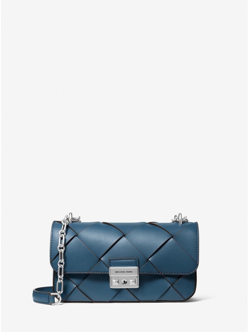【SALE／75%OFF】MICHAEL KORS TRIBECA ウーヴン レザー ショルダー スモール マイケルコース マイケル・コース バッグ ショルダーバッグ ブルー【RBA_E】【送料無料】