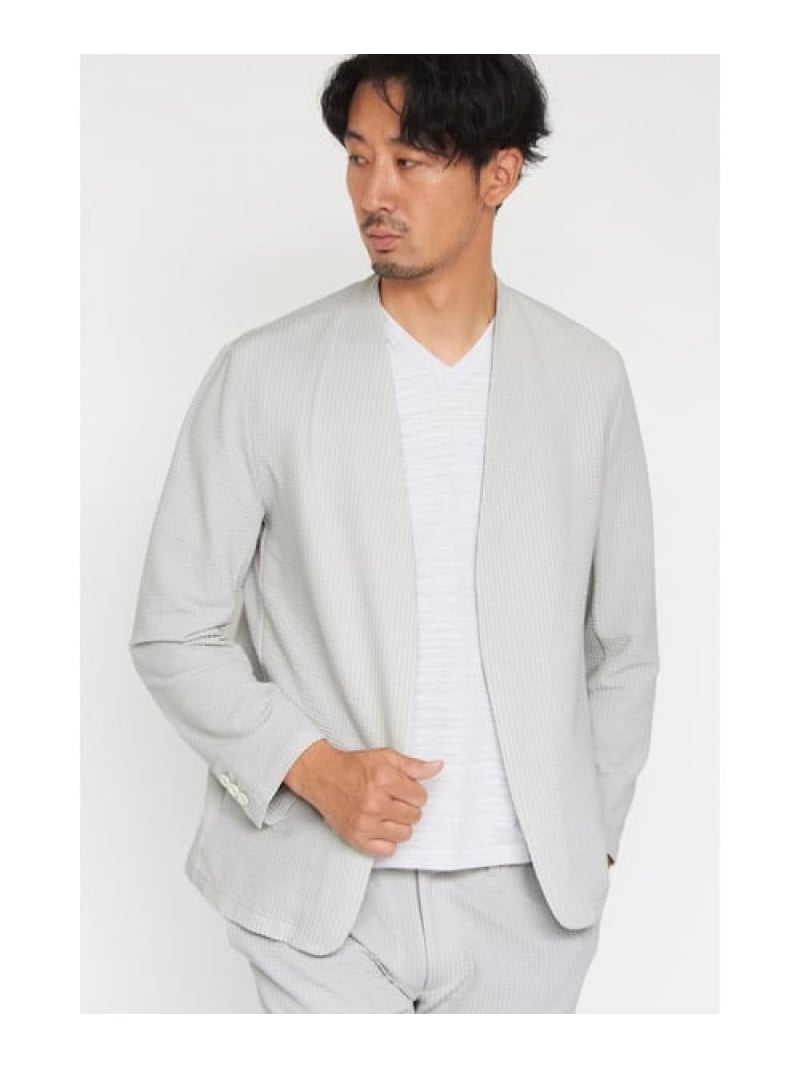 HIGH STREET HIGH STREET∴COOL MAXサッカーノーカラージャケット トルネードマート トップス カットソー・Tシャツ グレー ネイビー【送料無料】