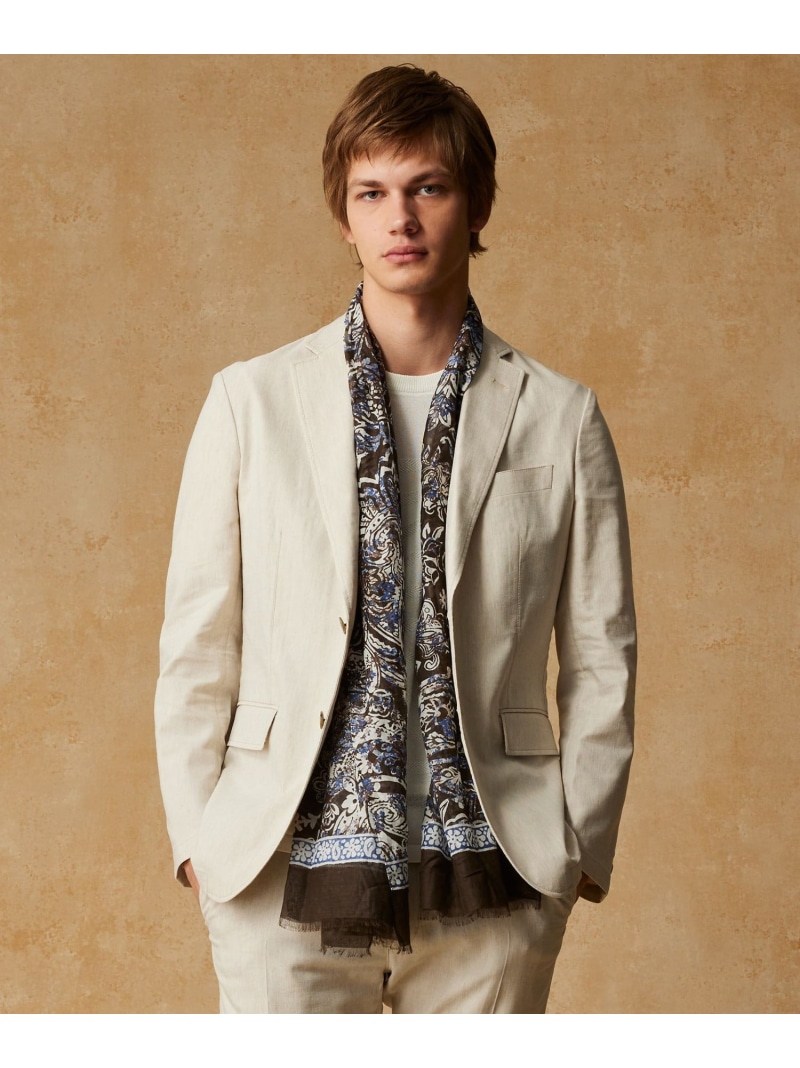 JOSEPH ABBOUD 【冷やりとした/伸ばすこと】ストレッチリネンシャンブレー 上衣 ジョセフアブード ジャケット・アウター テーラードジャケット・ブレザー 青み 米国海軍 白いこと ベージュ【貨物輸送無料】