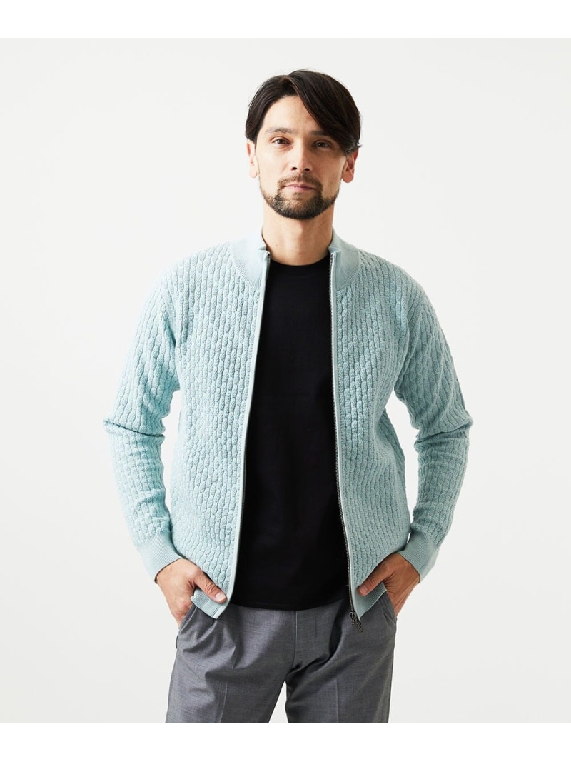 MICHEL KLEIN HOMME 照明ランプハラ-編み物ジレー ミッシェルクランオム トップス 編み物 米国海軍 緑であること【貨物輸送無料】
