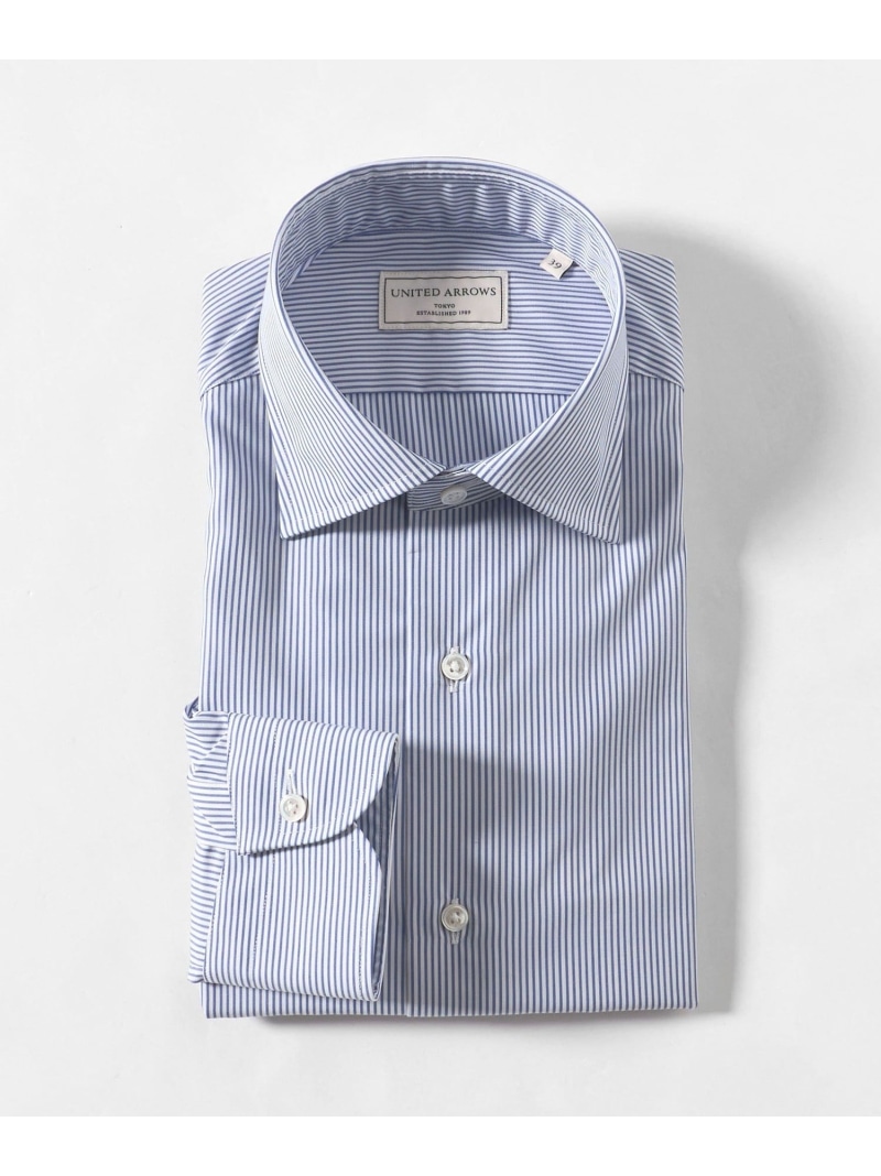 UNITED ARROWS イージーケア AG 砂糖菓子縞模様 セミワイドカラーシャツ -抗菌防臭- ユナイテッドアローズ トップス プルオーバー・トップ 青碧【貨物輸送無料】