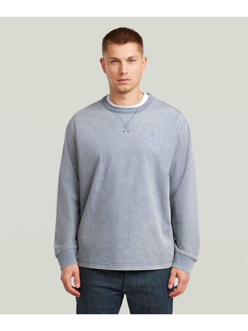 【SALE／40%OFF】G-Star RAW 【公式ショップ】WASHED SWEATER/ヴィンテージライクウォッシュド加工オーバーダイオーバーサイズスウェット/トレーナー ジースターロゥ トップス スウェット・トレーナー ブルー【RBA_E】【送料無料】｜ Fashion Men
