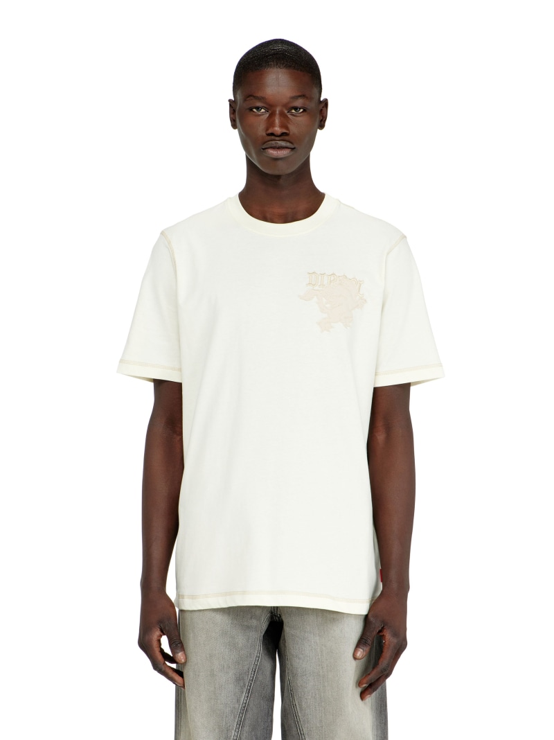DIESEL メンズ Tシャツ T-ADJUST-NOTCH ディーゼル トップス カットソー・Tシャツ ホワイト グレー【送料無料】｜ Fashion Men 17,325円