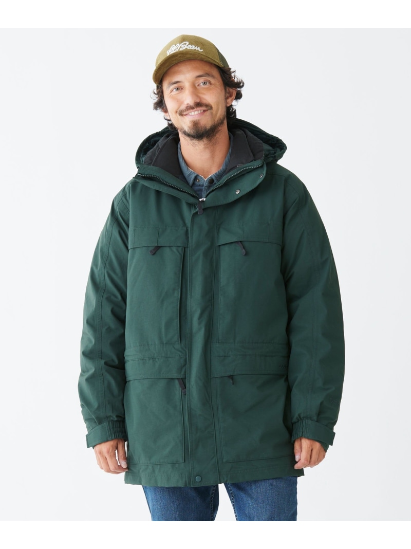 L.L.Bean メイン・ワーデンズ 3イン1 パーカ・ウィズ・ゴアテックス 米国フィット・レギュラー エルエルビーン ジャケット・アウター ダウンジャケット・ダウンベスト グリーン ブラック【送料無料】| Fashion Men