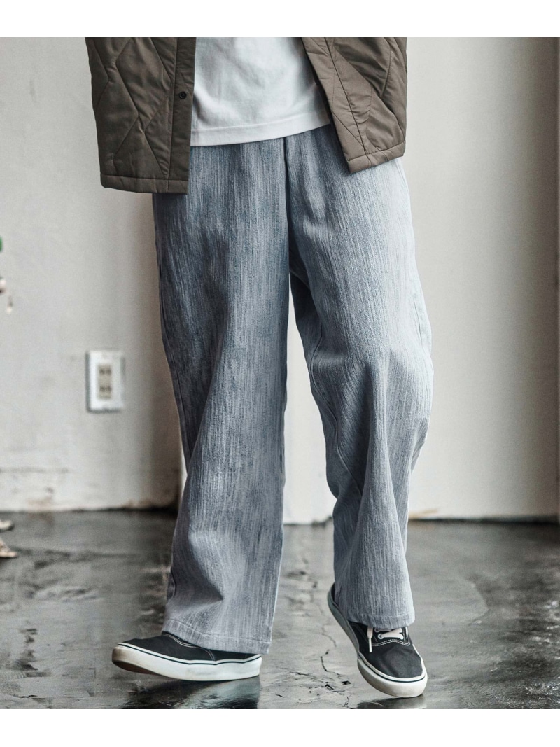 CAMBIO mp13966- Denim Jacquard Wide Straight Pants ワイドストレートパンツ カンビオ パンツ その他のパンツ ブラック ネイビー【送料無料】｜ Fashion Men
