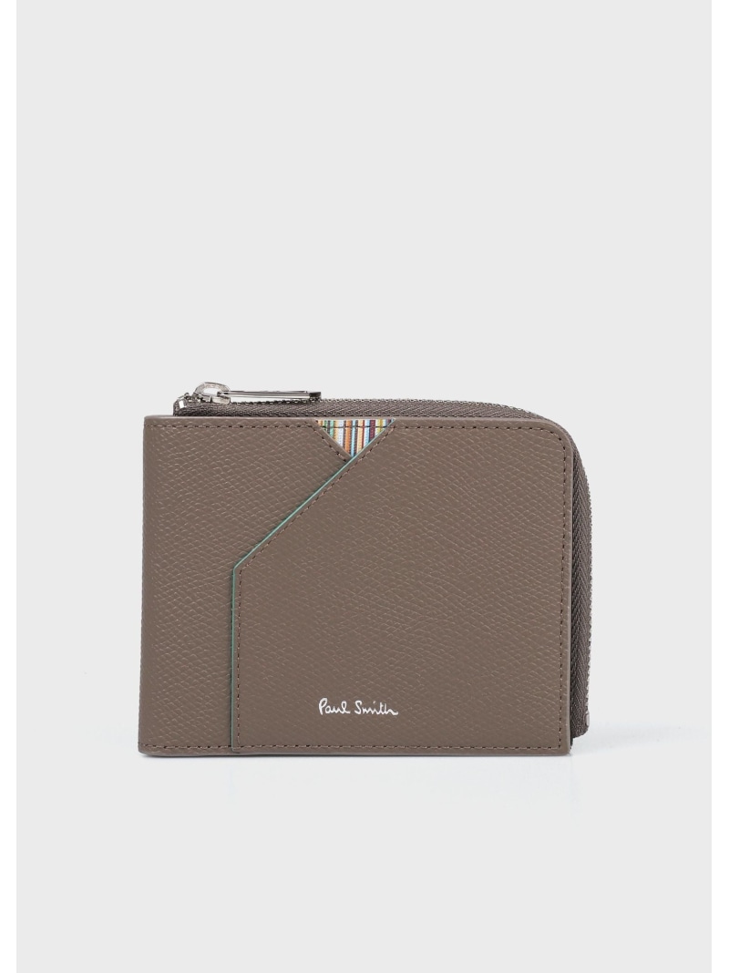 Paul Smith グレインレザー 2つ折り財布 ポール・スミス 財布・ポーチ・ケース 財布 ブラック ベージュ【送料無料】| Fashion Men