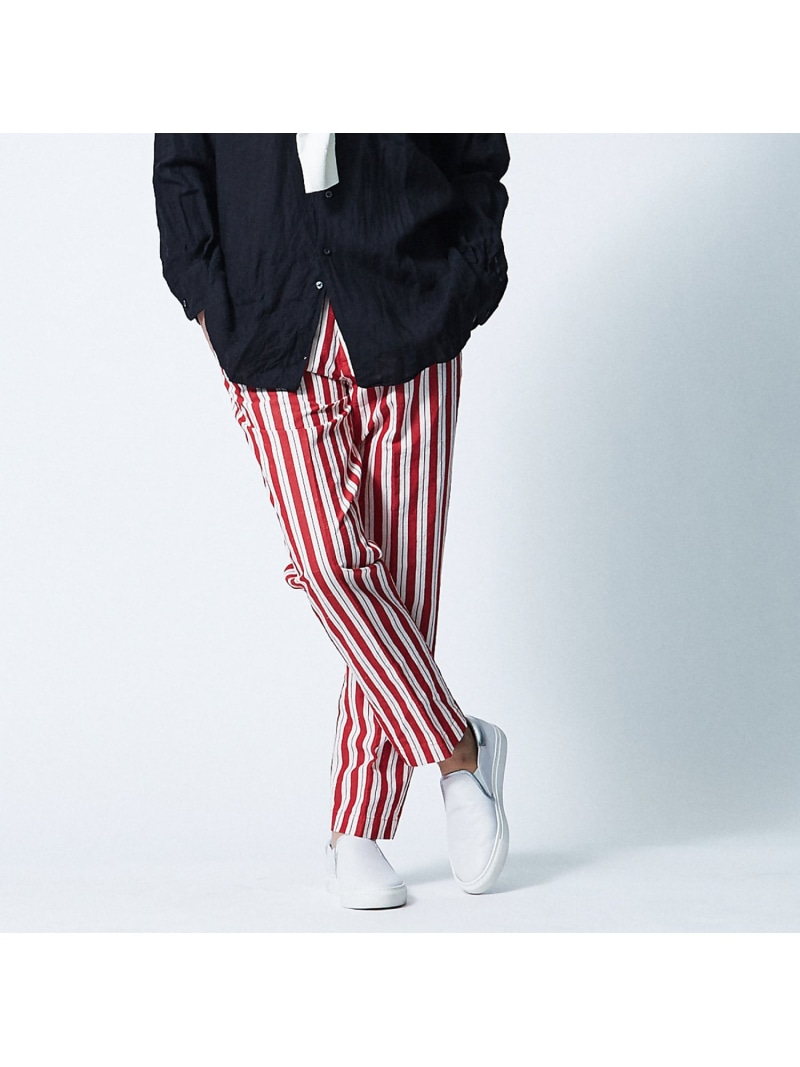 【SALE／50%OFF】DESIGNWORKS PT TRINO ストライプパンツ デザインワークス パンツ その他のパンツ レッド【RBA_E】【送料無料】