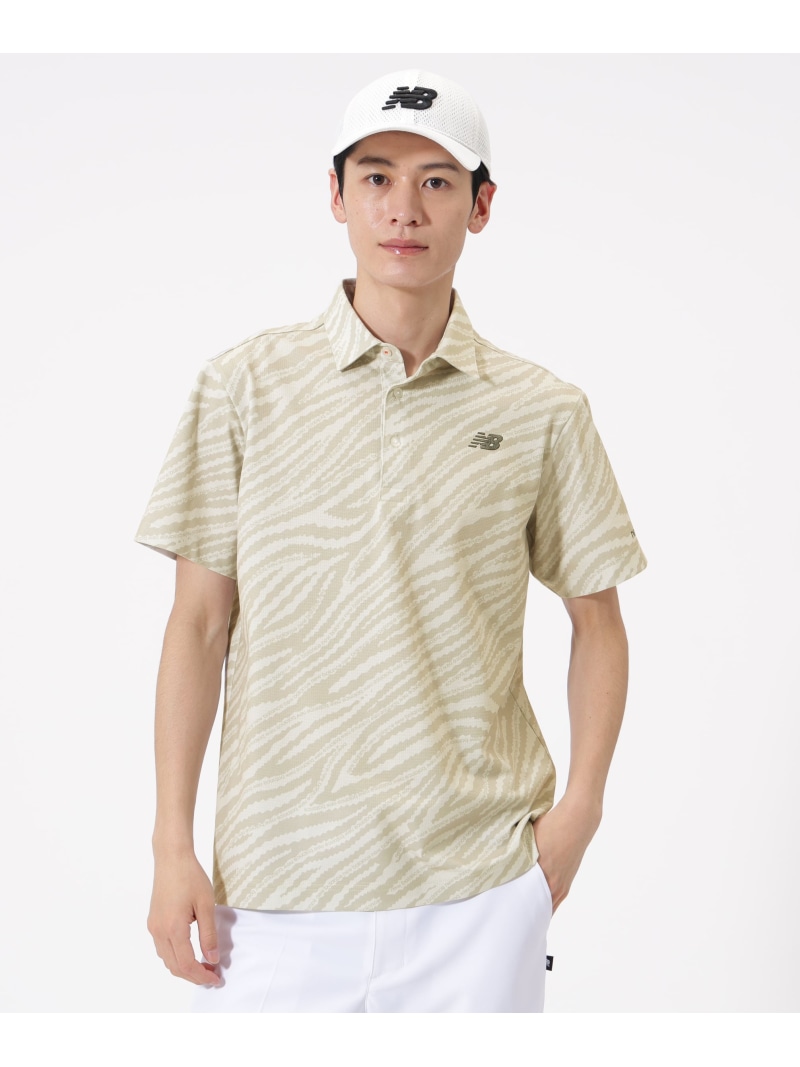 New Balance Golf ゼブラ柄 半袖 色合いプルオーバー (MENS) ニュー平衡にするゴルフ トップス プルオーバー・トップ 黒いこと ベージュ 薄墨色【貨物輸送無料】