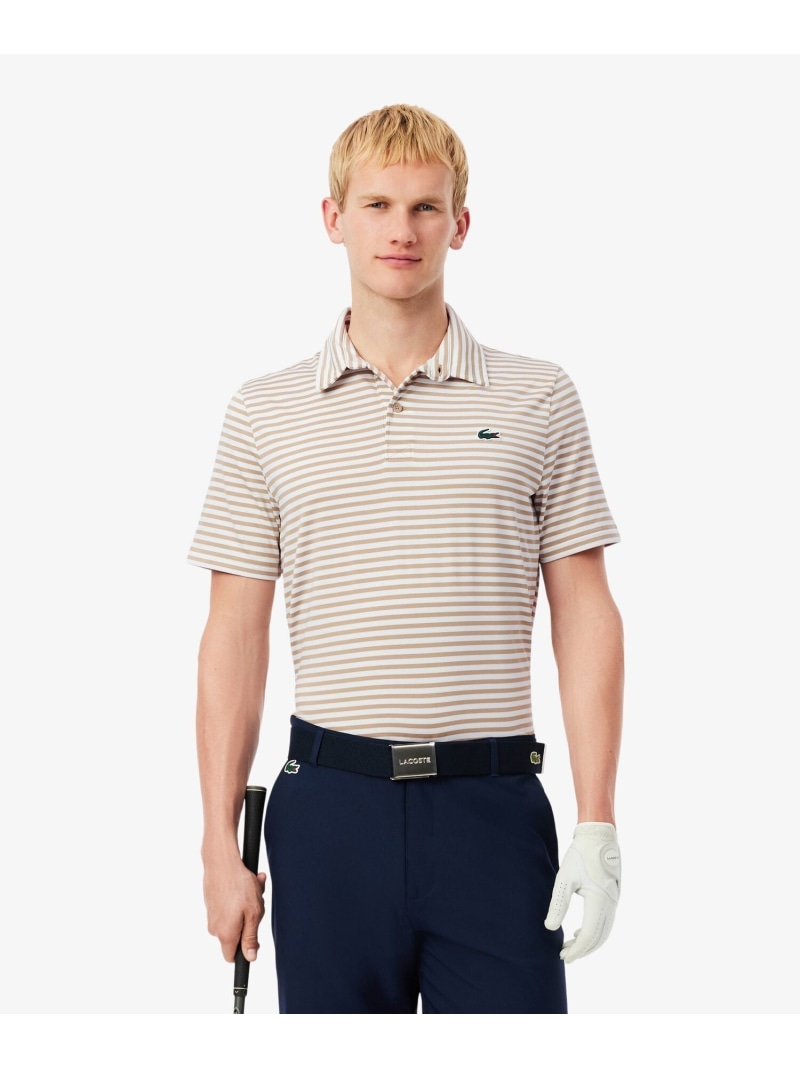 【SALE／40%OFF】LACOSTE UVカット UPF50+ ウルトラドライバイカラーボーダーポロシャツ ラコステ トップス ポロシャツ ネイビー ブルー グリーン ベージュ ピンク【RBA_E】【送料無料】