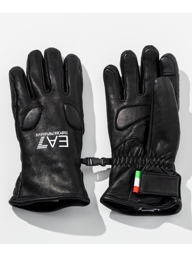 【SALE／30%OFF】EA7 EMPORIO ARMANI EA7 イーエーセブン 技術的 スキーの板地球儀 なめし革 シフォン 流行り物雑貨 グローブ 黒いこと【RBA_E】【貨物輸送無料】