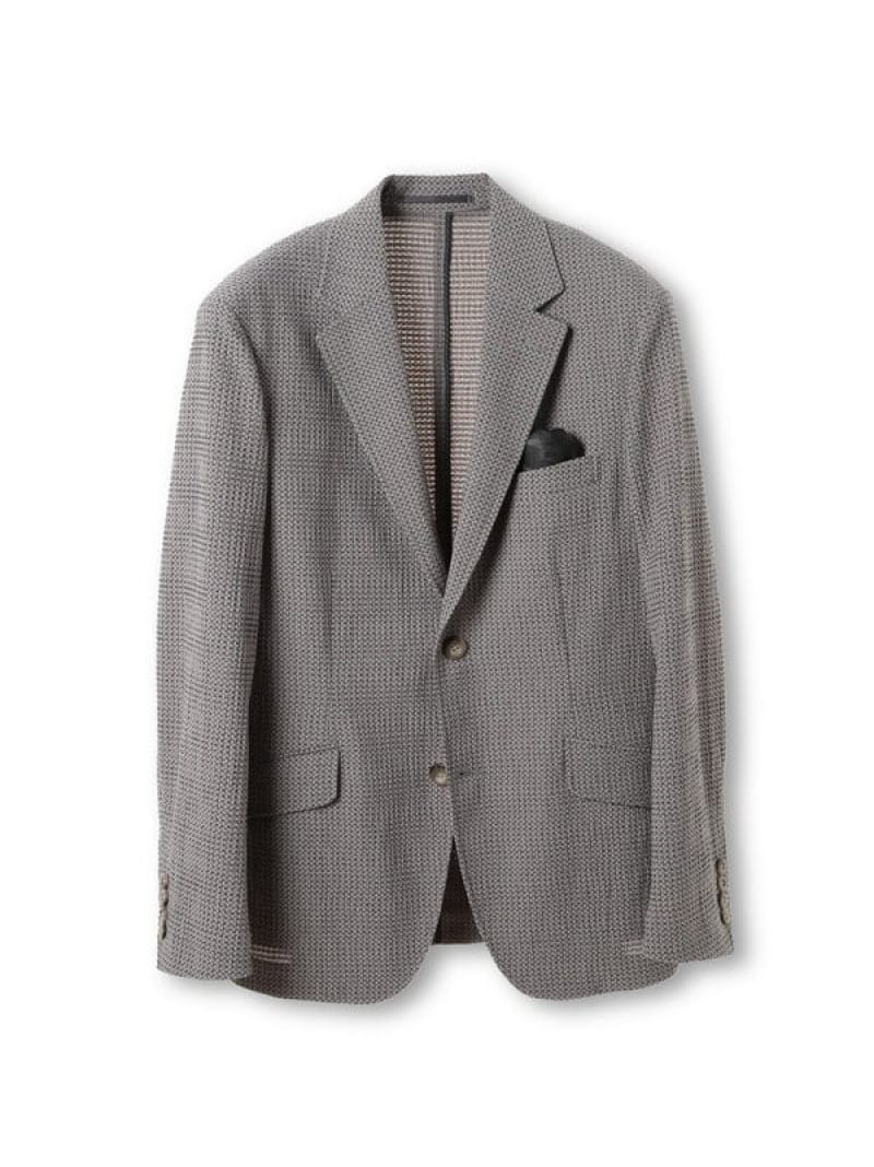 【SALE／25%OFF】MEN'S BIGI 3Dサッカープリントストレッチジャケット＜EASY CARE＞ メンズ ビギ ジャケット・アウター テーラードジャケット・ブレザー ブルー ネイビー グレー【RBA_E】【送料無料】