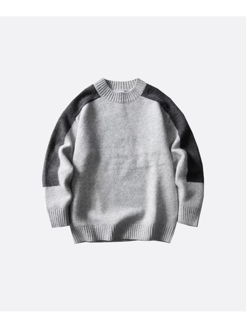 U:UME Shoulder Block Sweater ユーム トップス ニット グレー【先行予約】*【送料無料】