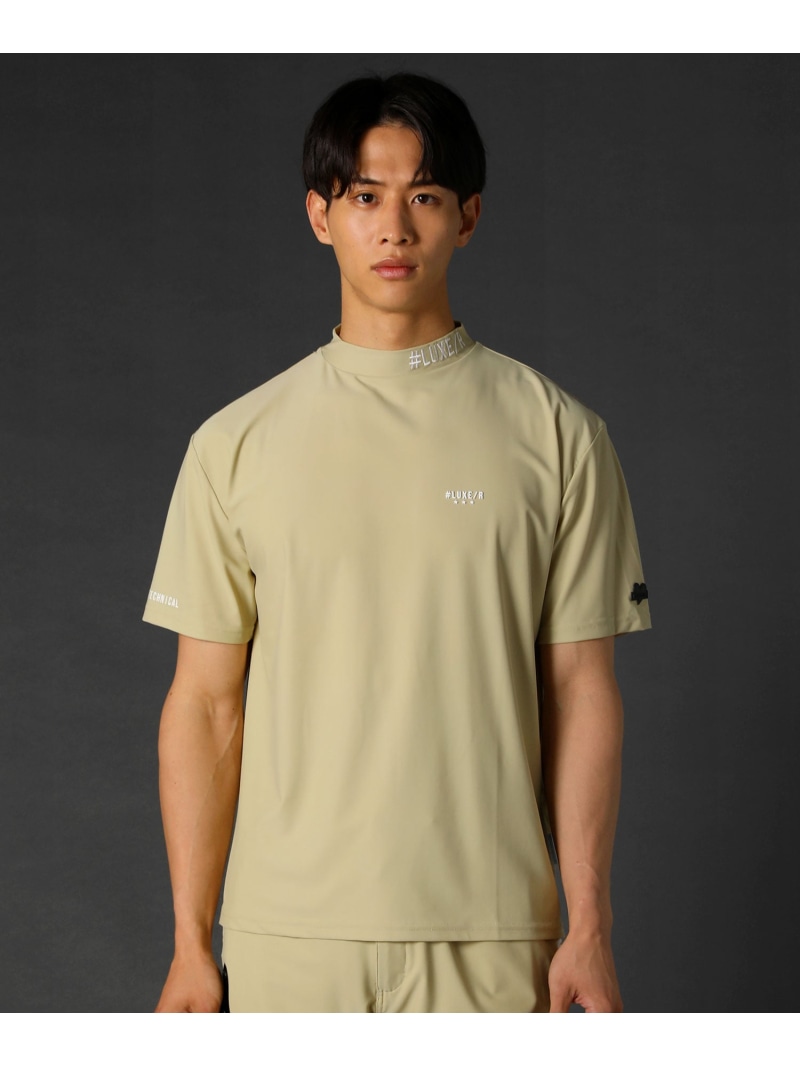 LUXE/R 接触冷感/吸水速乾スムースストレッチハイネック半袖カットソー カジュアル トップス カットソー・Tシャツ ネイビー ホワイト ブラック ベージュ【送料無料】
