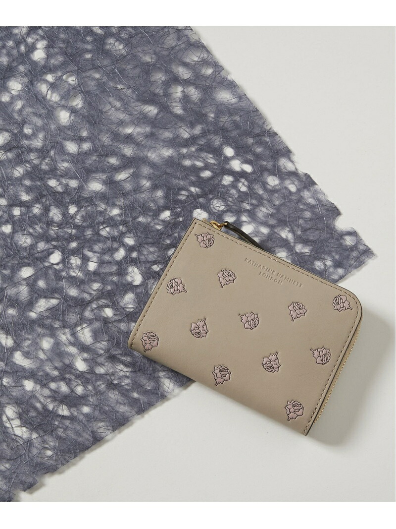 KATHARINE HAMNETT LONDON KATHARINE HAMNETT LONDON/(U)ROSE GARDEN L字ファスナー ミドルウォレット リバースプロジェクトストア 財布・ポーチ・ケース 財布 ネイビー グリーン ベージュ イエロー【送料無料】