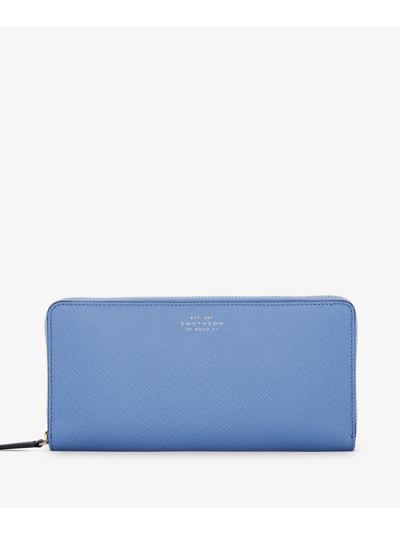 SMYTHSON Panama Large Zip Around Purse スマイソン がま口・合切袋・容れもの がま口 青色【貨物輸送無料】 財布・ケース-メンズ財布-バッグ・小物・ブランド雑貨