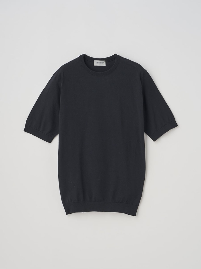 JOHN SMEDLEY 半袖コットンニットTシャツ ｜ KIELL ｜ 30G MODERN FIT ジョンスメドレー トップス ニット ブラック【送料無料】