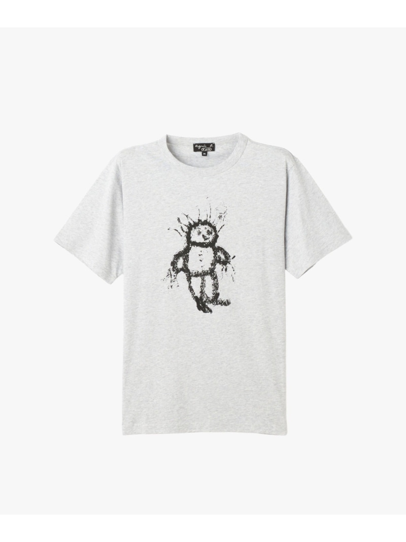 agnes b. FEMME コットン プリント 半袖 アーティスト Tシャツ \"Harmony Korine\" アニエスベー トップス カットソー・Tシャツ グレー【送料無料】