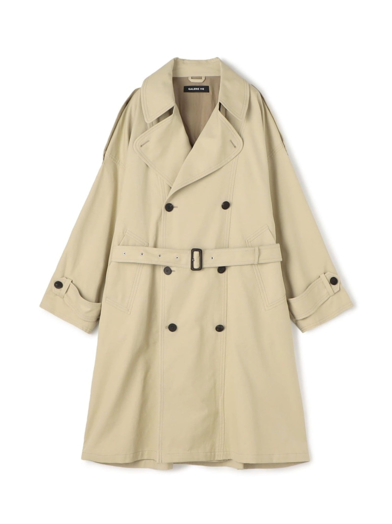 【SALE／60%OFF】GALERIE VIE ノンマーセライズドコットンギャバジン トレンチコート トゥモローランド ジャケット・アウター トレンチコート 米国海軍 ベージュ【RBA_E】【貨物輸送無料】