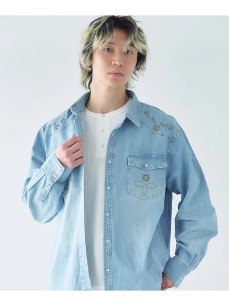 JACKROSE JE-STUDS DENIM LS SHIRTS(MENS) ジャックローズ トップス シャツ・ブラウス ブルー【送料無料】